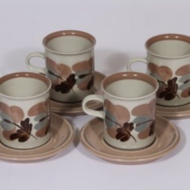 Arabia Koralli kahvikupit, käsinmaalattu, 4 kpl, suunnittelija Raija Uosikkinen, käsinmaalattu, korkea