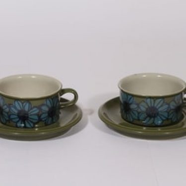 Arabia S teekupit, käsinmaalattu, 2 kpl, suunnittelija Hilkka-Liisa Ahola, käsinmaalattu, signeerattu