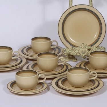 Arabia Taika coffee cup, saucer and plate, 6 pcs, silk screening