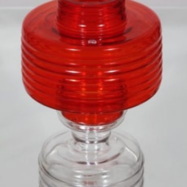 Riihimäen lasi Apollo kynttilälyhty, punainen, suunnittelija Raija Uosikkinen,