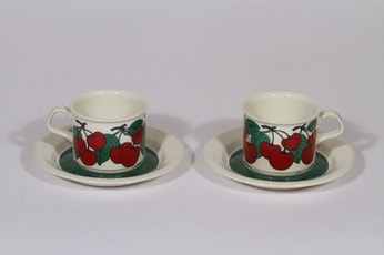 Arabia Kirsikka kahvikupit, punainen, 2 kpl, suunnittelija , serikuva