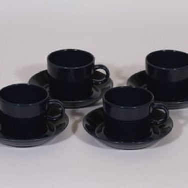 Arabia Kilta kahvikupit, sininen lasite, 4 kpl, suunnittelija Kaj Franck,
