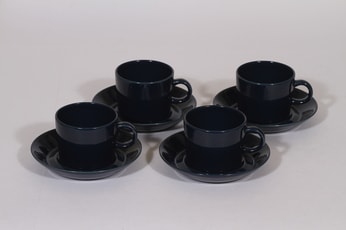 Arabia Kilta kahvikupit, sininen lasite, 4 kpl, suunnittelija Kaj Franck,