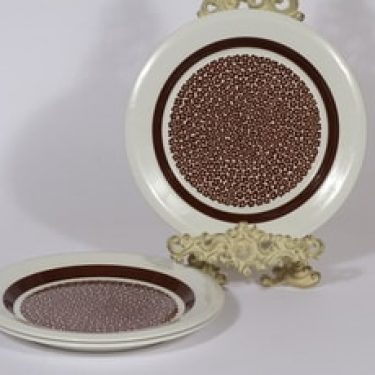 Arabia Faenza lautaset, ruskea, 3 kpl, suunnittelija Inkeri Seppälä, matala, serikuva