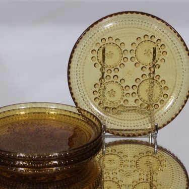 Riihimäen lasi Grapponia lautaset, ruskea, 4 kpl, suunnittelija Nanny Still, pieni