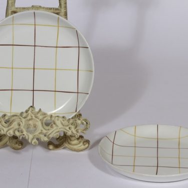 Arabia Verkko lautaset, 2 kpl, suunnittelija Raija Uosikkinen, pieni, viivakoriste