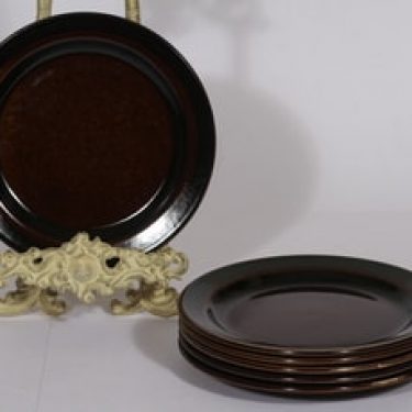 Arabia Soraya lautaset, ruskea, 6 kpl, suunnittelija , käsinmaalattu, retro