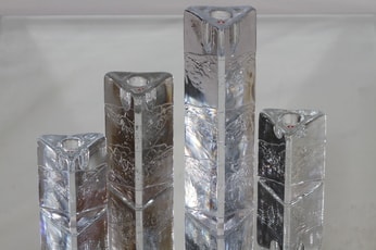 Iittala Arkipelago kynttilänjalat, eri kokoja, 4 kpl, suunnittelija Timo Sarpaneva, eri kokoja
