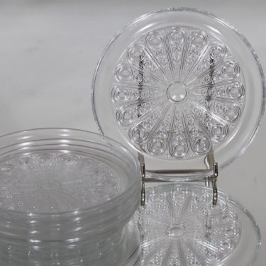 Riihimäen lasi Riikinkukko plates, clear, 5 pcs, designer Nanny Still, small