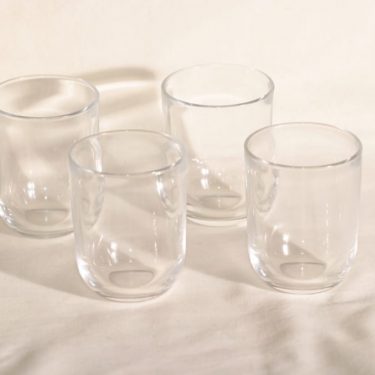 Nuutajärvi Facetti lasit, kirkas, 4 kpl, suunnittelija Kaj Franck,