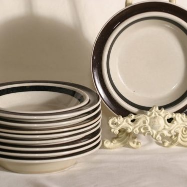 Arabia Ruija lautaset, syvä, 9 kpl, suunnittelija Raija Uosikkinen, syvä, käsinmaalattu