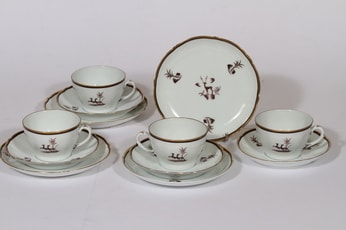 Arabia Diana kahvikupit ja lautaset, 4 kpl, suunnittelija , painokoriste, art deco