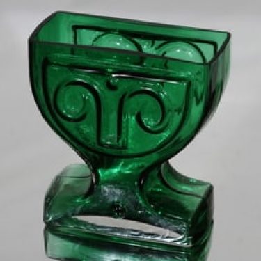 Riihimäen lasi Viktoriana maljakko, vihreä, suunnittelija Helena Tynell,