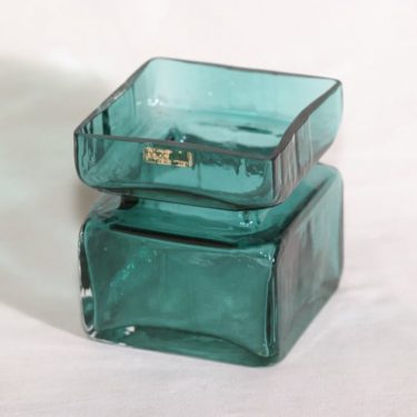 Riihimäen lasi Pala lasimaljakko, turkoosi, suunnittelija Helena Tynell,