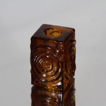 Riihimäen lasi Rengas kynttilänjalka, amber, suunnittelija Tamara Aladin, pieni