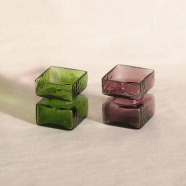 Riihimäen lasi Pala lasimaljakot, lila|vihreä, 2 kpl, suunnittelija Helena Tynell,