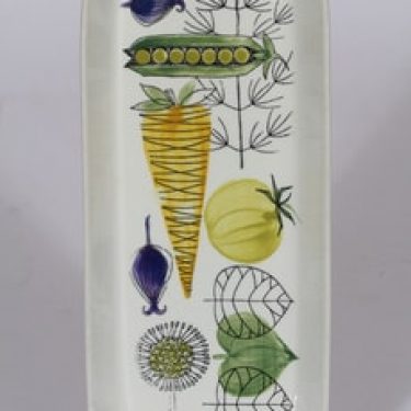 Arabia Vegeta kulho, käsinmaalattu, suunnittelija Esteri Tomula, käsinmaalattu, matala, vihannesaihe, retro