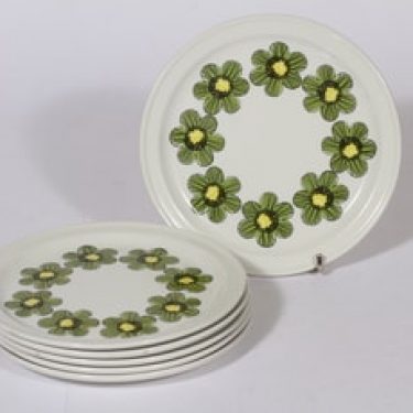 Arabia Primavera lautaset, pieni, 6 kpl, suunnittelija Esteri Tomula, pieni, serikuva, kukka-aihe, retro