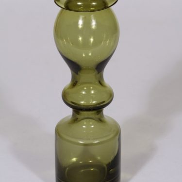 Riihimäen lasi Pompadour maljakko, oliivinvihreä, suunnittelija Nanny Still,
