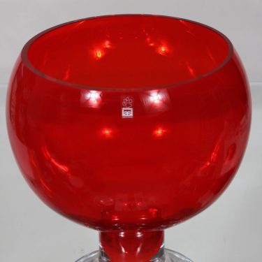 Riihimäen lasi Old King Cole boolimalja, punainen, suunnittelija Erkkitapio Siiroinen, suuri