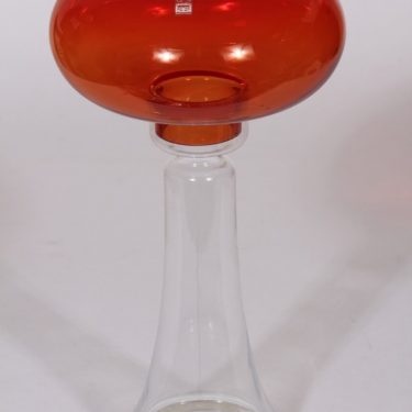 Riihimäen lasi Majakka kynttilälyhty, punainen, suunnittelija Nanny Still, suuri