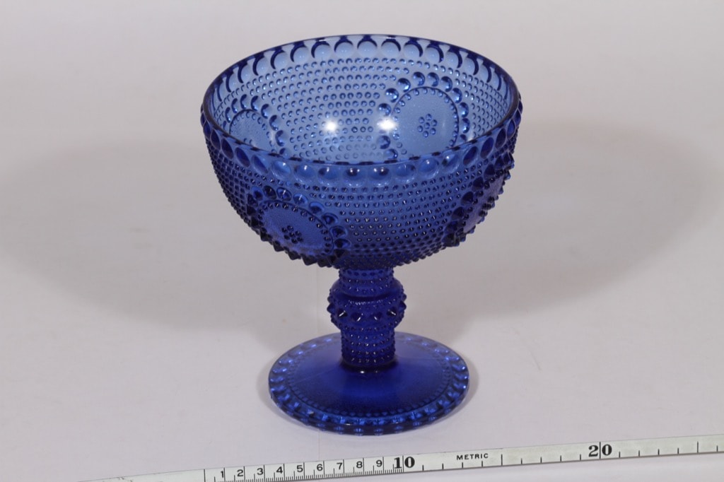 Riihimäen lasi Grapponia kulho, suunnittelija Nanny Still, jalallinen, sininen kuva 2