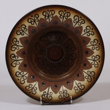 Arabia koristekulho, ruskea, suunnittelija Hilkka-Liisa Ahola, käsinmaalattu, signeerattu