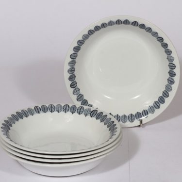 Arabia Linnea lautaset, harmaa, 5 kpl, suunnittelija , syvä, serikuva