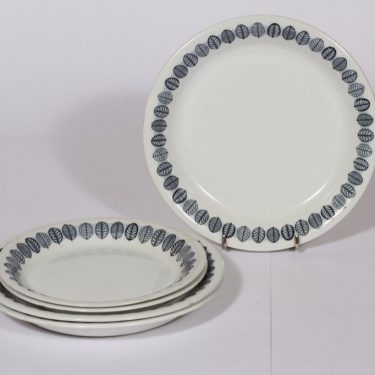Arabia Linnea lautaset, harmaa, 5 kpl, suunnittelija , pieni, serikuva