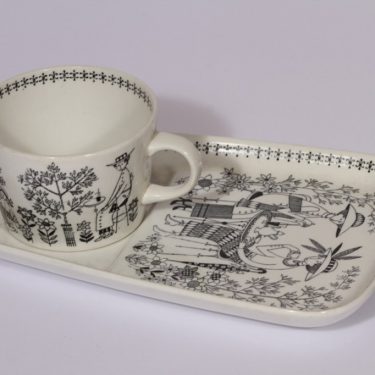 Arabia Emilia kuppi ja erikoislautanen, 18 cl, suunnittelija , 18 cl, kuparipainokoriste