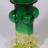 Riihimäen lasi Pajazzo maljakko, vihreä, keltainen, suunnittelija Nanny Still, signeerattu, retro kuva 2