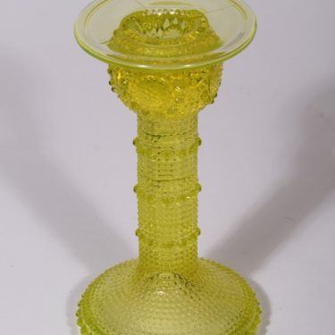 Riihimäen lasi Grapponia kynttilänjalka, suunnittelija Nanny Still, keltainen