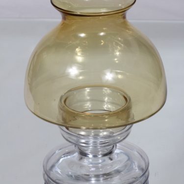 Riihimäen lasi Apollo kynttilälyhty, amber, suunnittelija Nanny Still,