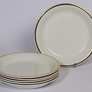 Arabia Sasto lautaset, 6 kpl, suunnittelija , pieni, kullattu