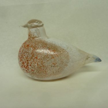 Nuutajärvi glass bird, company bird, red, designer Oiva Toikka, luster, signed