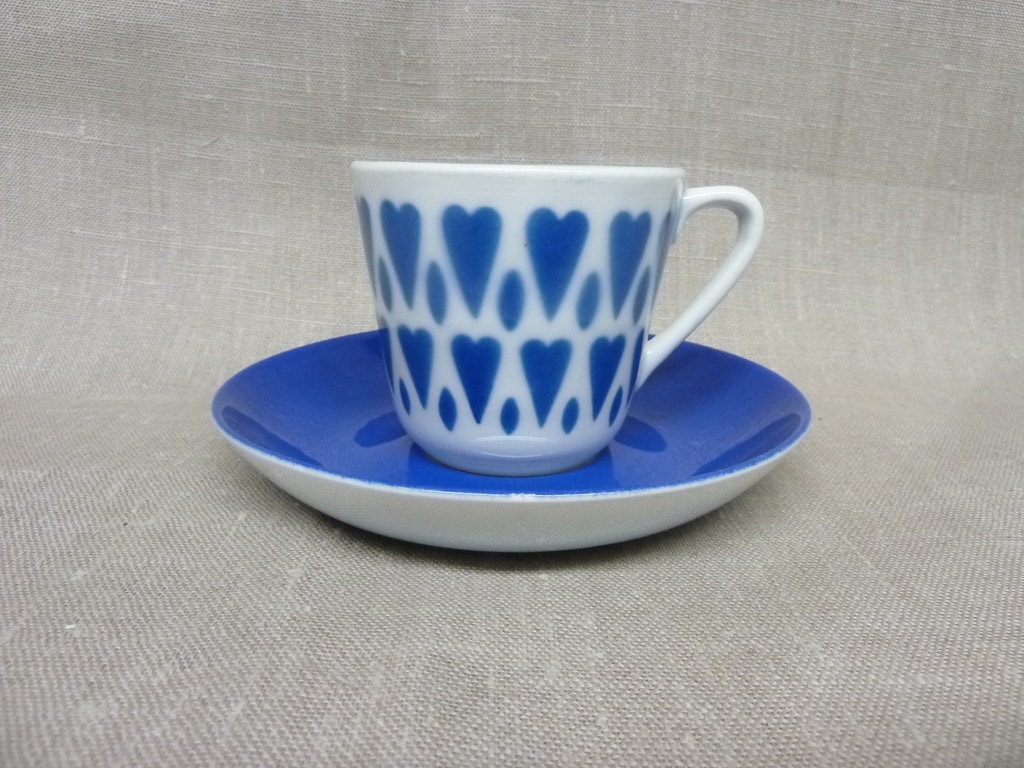 Arabia Sydän kahvikuppi, sininen, suunnittelija , retro, puhalluskoriste