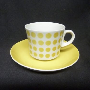 Arabia Pop kahvikuppi, keltainen, suunnittelija , puhalluskoriste, retro