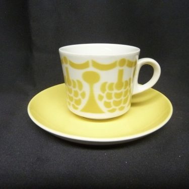 Arabia BR kahvikuppi, keltainen, suunnittelija , puhalluskoriste, retro