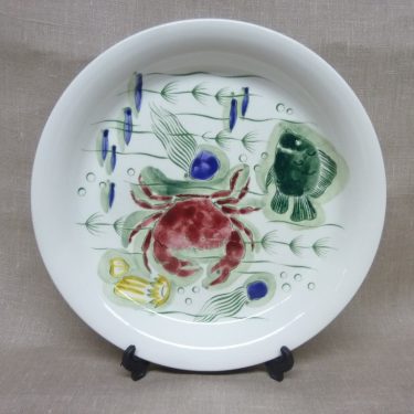 Arabia Crayfish plate, colored, hand-painted