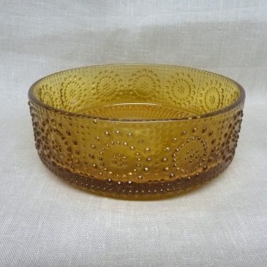 Riihimäen lasi Grapponia bowl, amber, designer Nanny Still