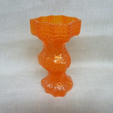 Riihimäen lasi Fenomena maljakko, oranssi, suunnittelija Nanny Still, retro