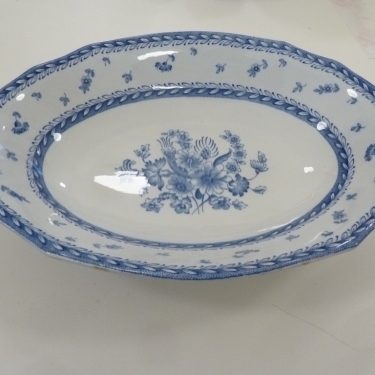 Arabia Suomenkukka bowl, blue, oval, decorative printing