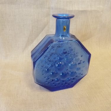 Riihimäen lasi Stella Polaris decorative bottle, blue, designer Nanny Still