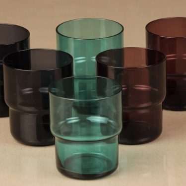 Nuutajärvi Pinottava lasi lasit, 6 kpl, suunnittelija Saara Hopea, 25 cl, eri värejä