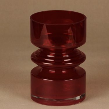 Riihimäen lasi Tiimalasi maljakko, punainen, suunnittelija Nanny Still,