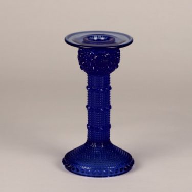 Riihimäen lasi Grapponia candlestick, blue, designer Nanny Still