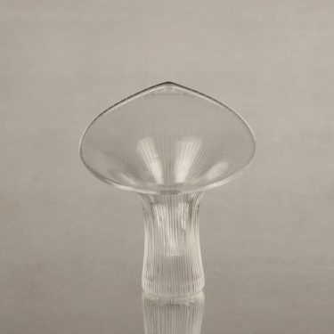 Iittala Kantarelli art glass, clear, designer Tapio Wirkkala, small, signed, line polished