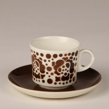 Arabia BR coffee cup, blown decoration, brown, retro