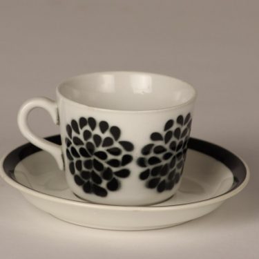 Arabia AA coffee cup, blown decoration, black, retro