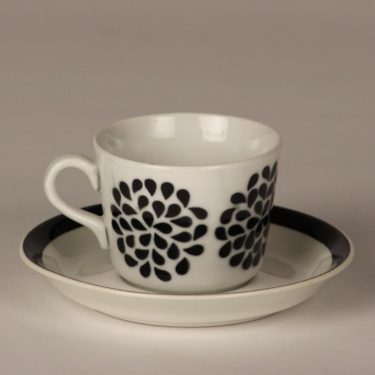 Arabia AA coffee cup, blown decoration, black, retro